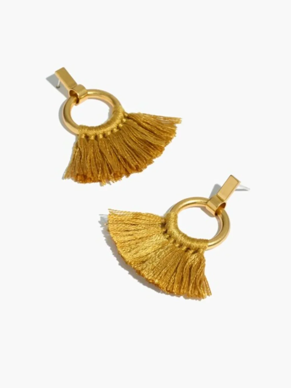 Madewell Tassel Statement Earrings in Mustard Yellow & Gold